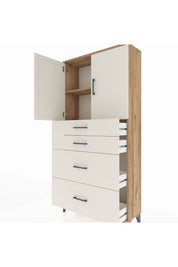 Arges Dolap 2 Raflı 4 Çekmeceli 2 Kapaklı 88x30x182 - S24M019V7A
