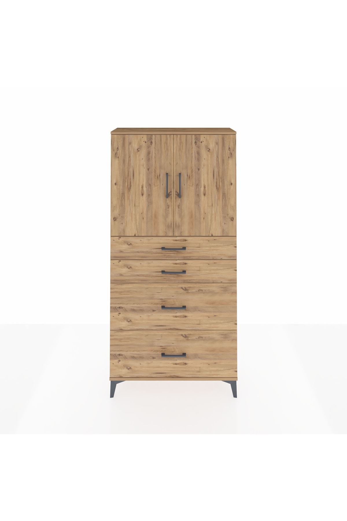 Arges Dolap 2 Raflı 4 Çekmeceli 2 Kapaklı 88x30x182 - S24M019V9A