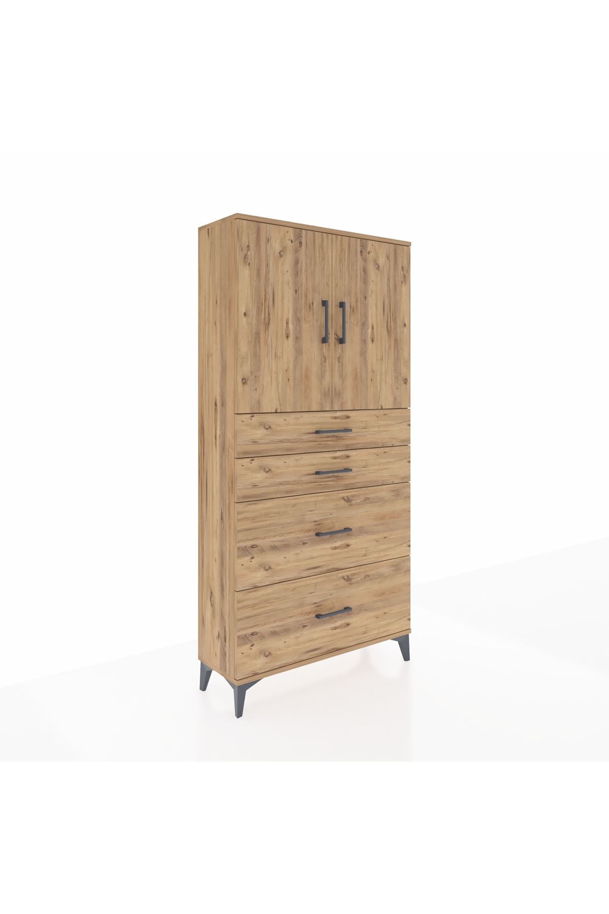 Arges Dolap 2 Raflı 4 Çekmeceli 2 Kapaklı 88x30x182 - S24M019V9A