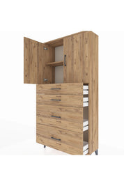 Arges Dolap 2 Raflı 4 Çekmeceli 2 Kapaklı 88x30x182 - S24M019V9A