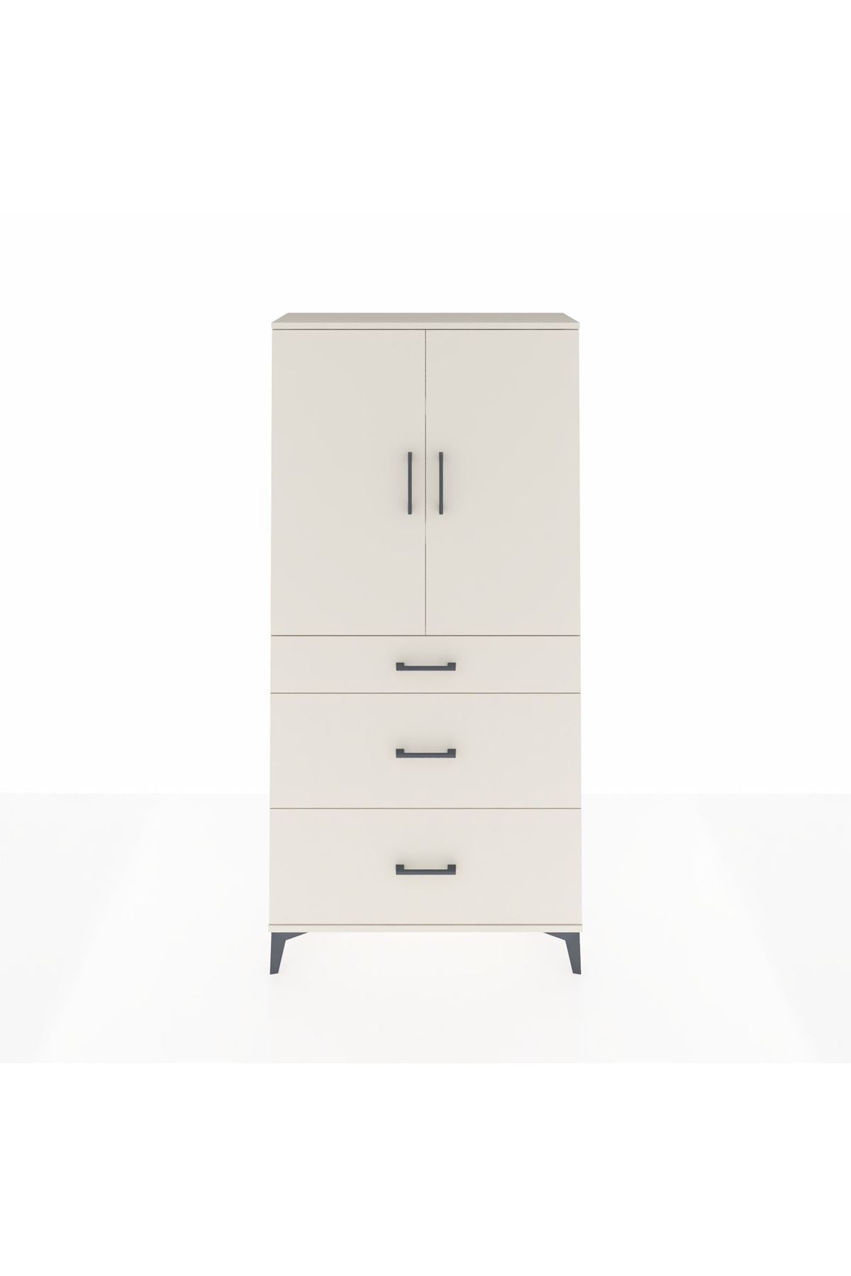 Arges Dolap 3 Raflı 3 Çekmeceli 2 Kapaklı 88x30x182 - S24M020V1A