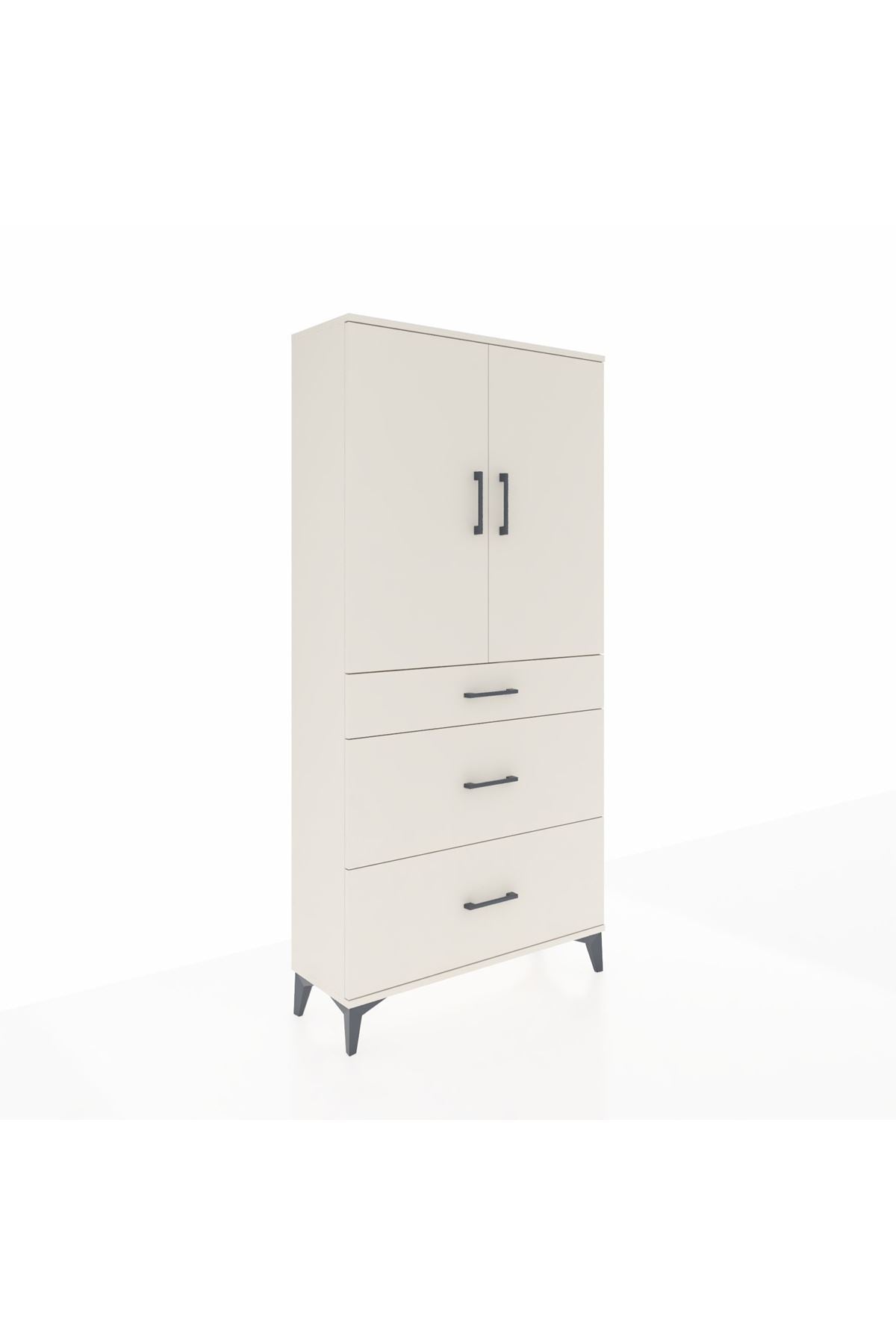 Arges Dolap 3 Raflı 3 Çekmeceli 2 Kapaklı 88x30x182 - S24M020V1A