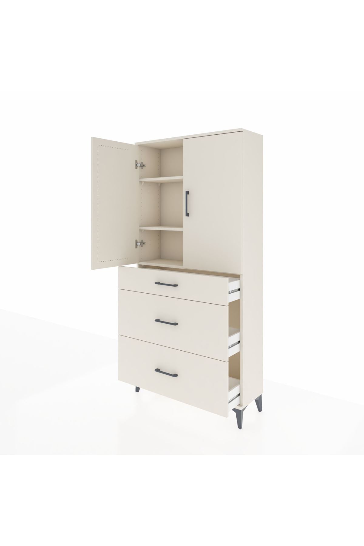 Arges Dolap 3 Raflı 3 Çekmeceli 2 Kapaklı 88x30x182 - S24M020V1A