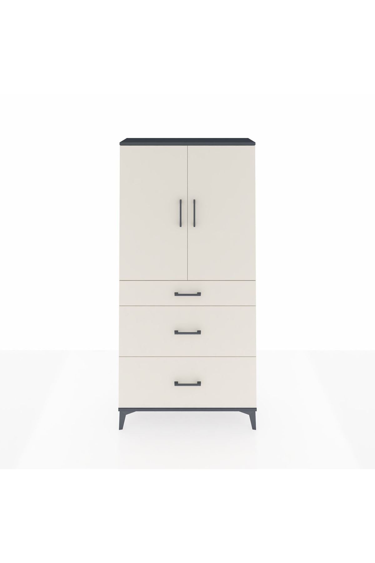 Arges Dolap 3 Raflı 3 Çekmeceli 2 Kapaklı 88x30x182 - S24M020V4A