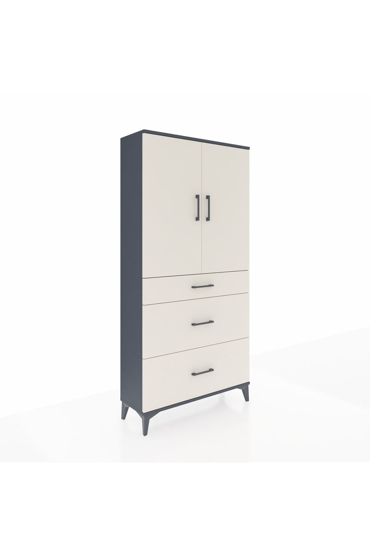 Arges Dolap 3 Raflı 3 Çekmeceli 2 Kapaklı 88x30x182 - S24M020V4A