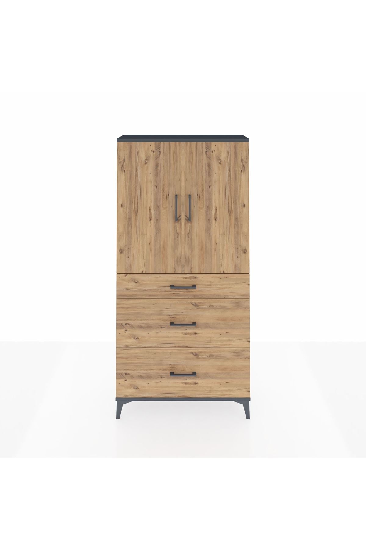 Arges Dolap 3 Raflı 3 Çekmeceli 2 Kapaklı 88x30x182 - S24M020V6A