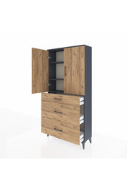 Arges Dolap 3 Raflı 3 Çekmeceli 2 Kapaklı 88x30x182 - S24M020V6A