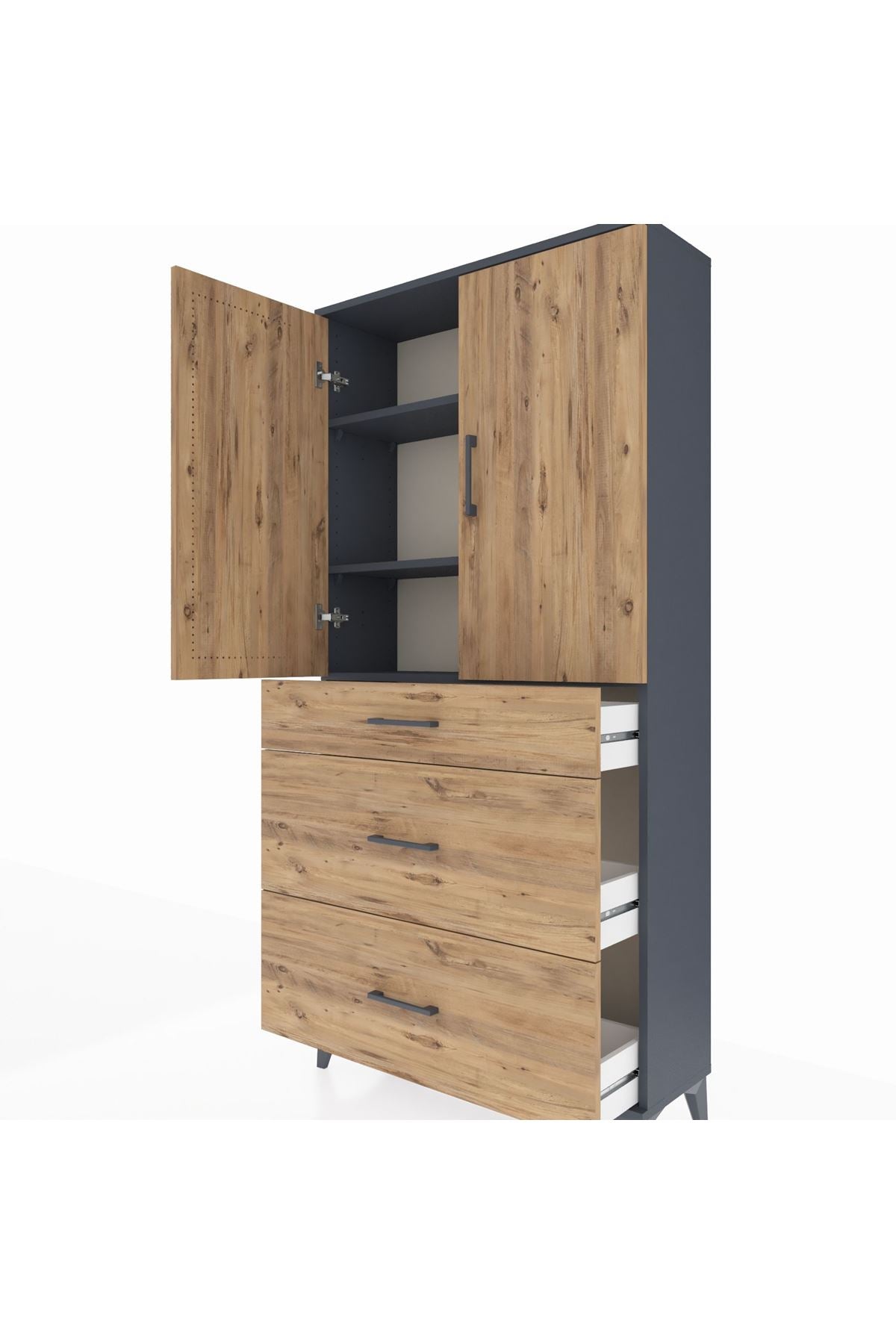 Arges Dolap 3 Raflı 3 Çekmeceli 2 Kapaklı 88x30x182 - S24M020V6A