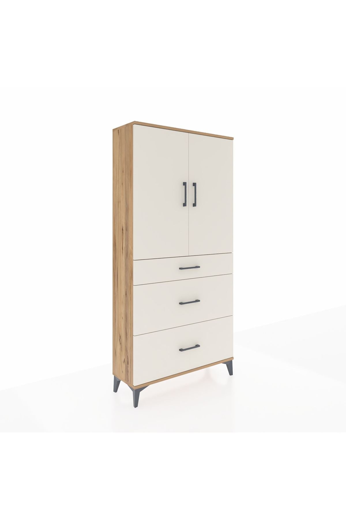 Arges Dolap 3 Raflı 3 Çekmeceli 2 Kapaklı 88x30x182 - S24M020V7A
