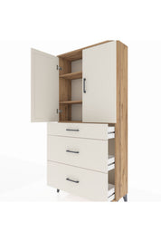 Arges Dolap 3 Raflı 3 Çekmeceli 2 Kapaklı 88x30x182 - S24M020V7A