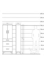 Arges Dolap 3 Raflı 3 Çekmeceli 2 Kapaklı 88x30x182 - S24M020V7A