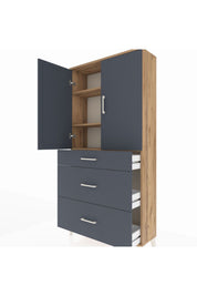 Arges Dolap 3 Raflı 3 Çekmeceli 2 Kapaklı 88x30x182 - S24M020V8A