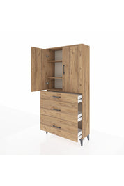 Arges Dolap 3 Raflı 3 Çekmeceli 2 Kapaklı 88x30x182 - S24M020V9A