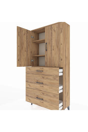 Arges Dolap 3 Raflı 3 Çekmeceli 2 Kapaklı 88x30x182 - S24M020V9A