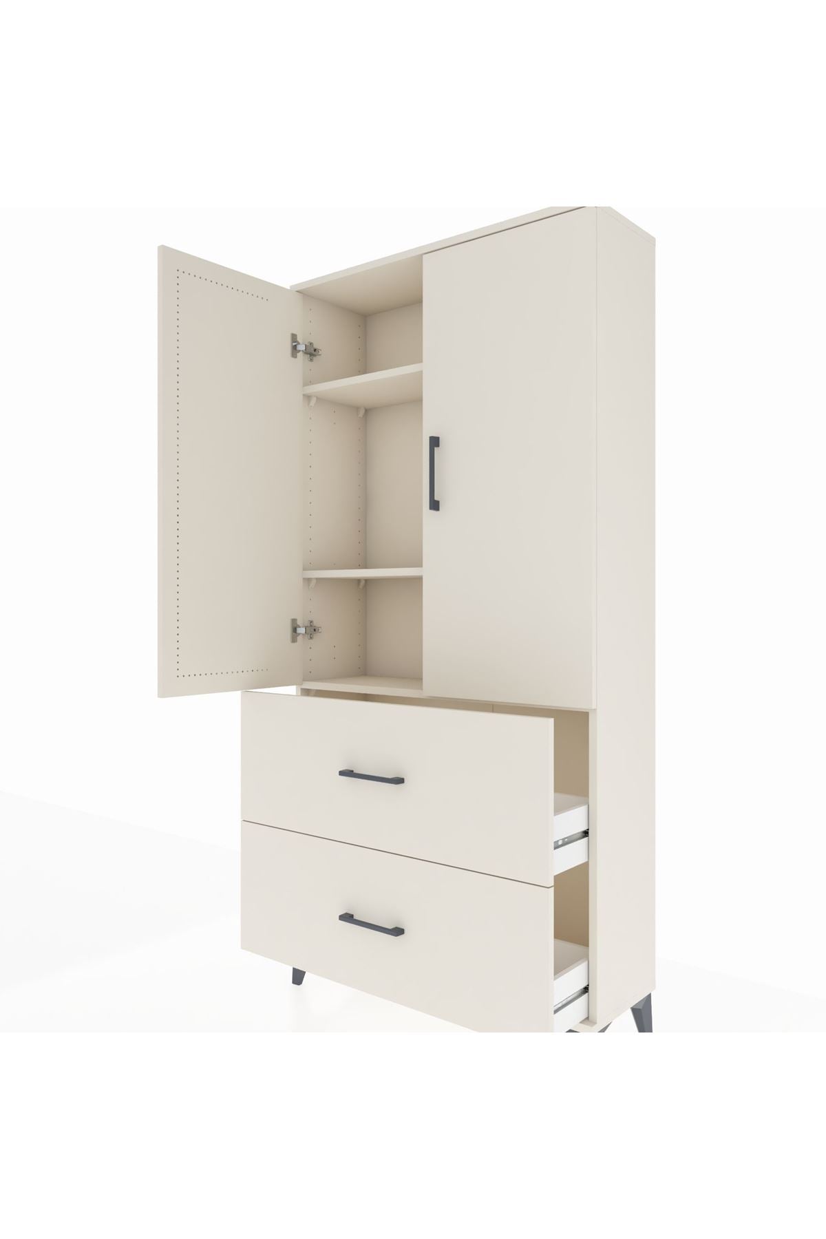 Arges Dolap 3 Raflı 2 Çekmeceli 2 Kapaklı 88x30x182 - S24M021V1A