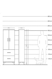 Arges Dolap 3 Raflı 2 Çekmeceli 2 Kapaklı 88x30x182 - S24M021V2A