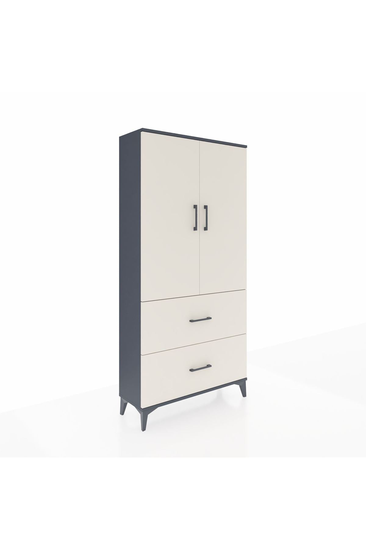 Arges Dolap 3 Raflı 2 Çekmeceli 2 Kapaklı 88x30x182 - S24M021V4A