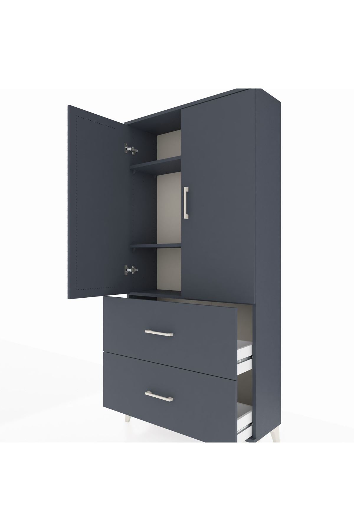 Arges Dolap 3 Raflı 2 Çekmeceli 2 Kapaklı 88x30x182 - S24M021V5A