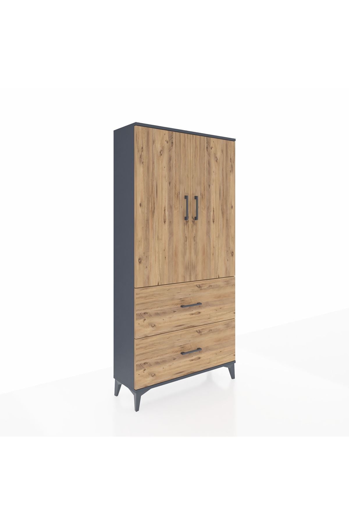 Arges Dolap 3 Raflı 2 Çekmeceli 2 Kapaklı 88x30x182 - S24M021V6A