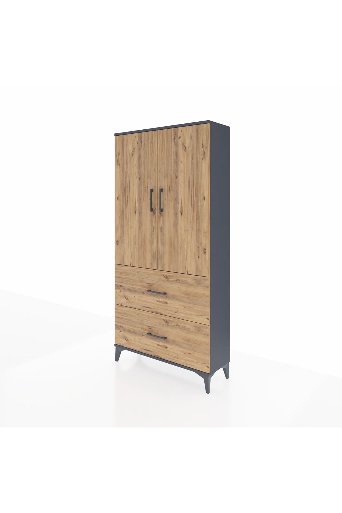 Arges Dolap 3 Raflı 2 Çekmeceli 2 Kapaklı 88x30x182 - S24M021V6A