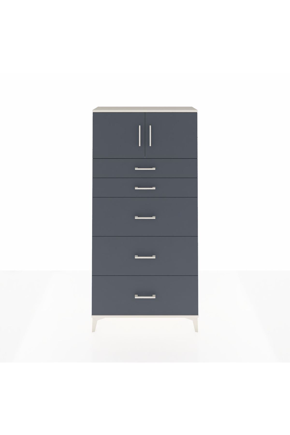 Arges Dolap Tek Raflı 5 Çekmeceli 2 Kapaklı 88x30x182 - S24M022V2A