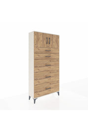 Arges Dolap Tek Raflı 5 Çekmeceli 2 Kapaklı 88x30x182 - S24M022V3A