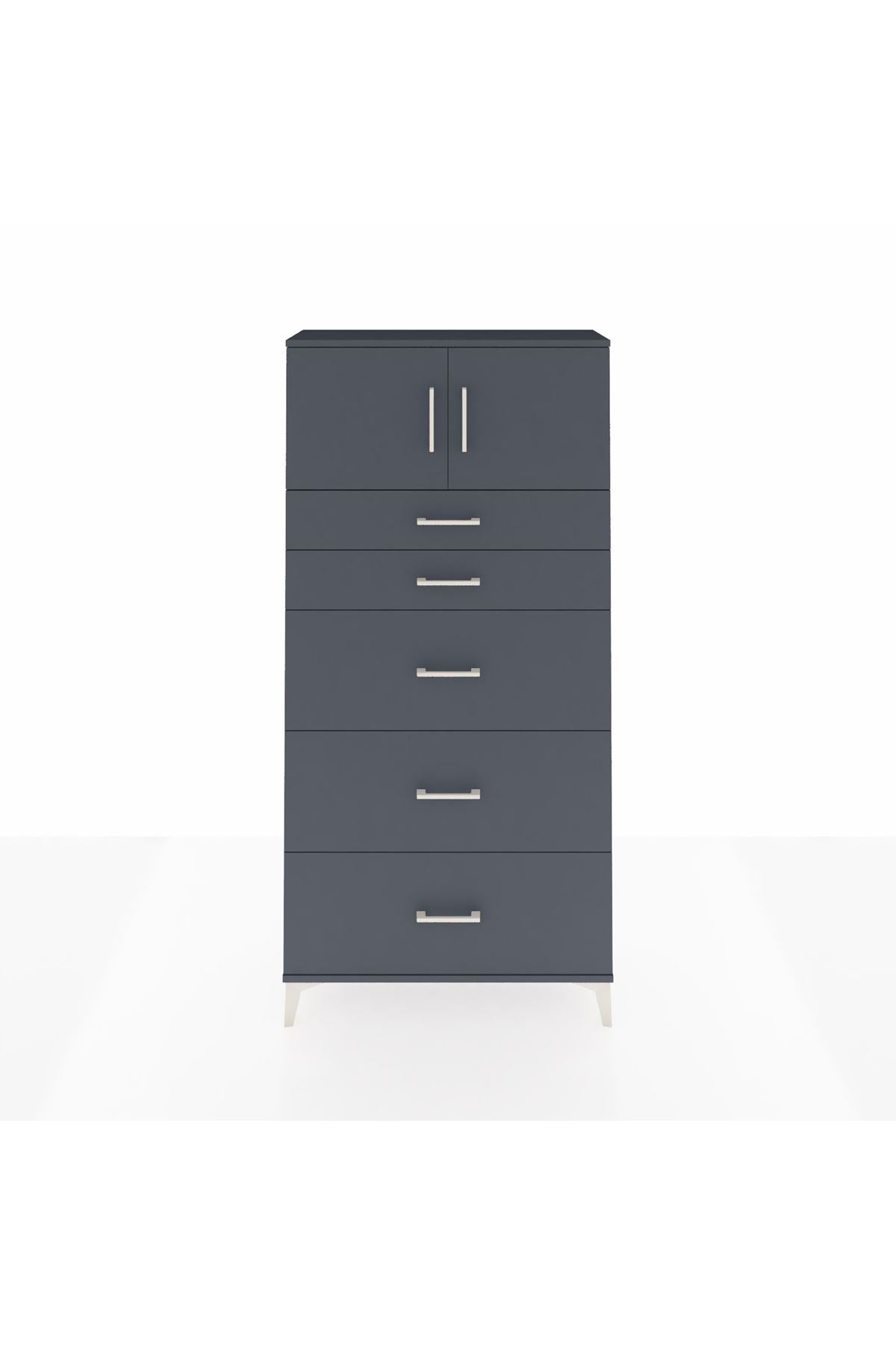 Arges Dolap Tek Raflı 5 Çekmeceli 2 Kapaklı 88x30x182 - S24M022V5A