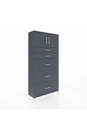 Arges Dolap Tek Raflı 5 Çekmeceli 2 Kapaklı 88x30x182 - S24M022V5A