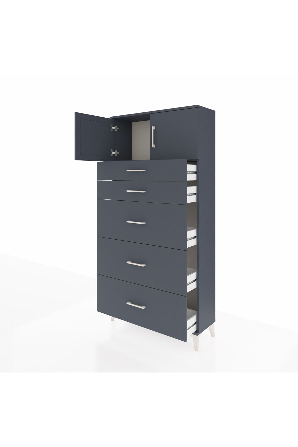 Arges Dolap Tek Raflı 5 Çekmeceli 2 Kapaklı 88x30x182 - S24M022V5A