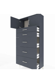 Arges Dolap Tek Raflı 5 Çekmeceli 2 Kapaklı 88x30x182 - S24M022V5A