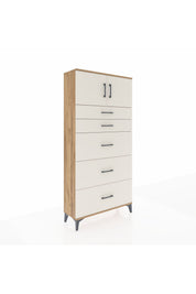 Arges Dolap Tek Raflı 5 Çekmeceli 2 Kapaklı 88x30x182 - S24M022V7A