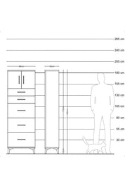 Arges Dolap Tek Raflı 5 Çekmeceli 2 Kapaklı 88x30x182 - S24M022V7A