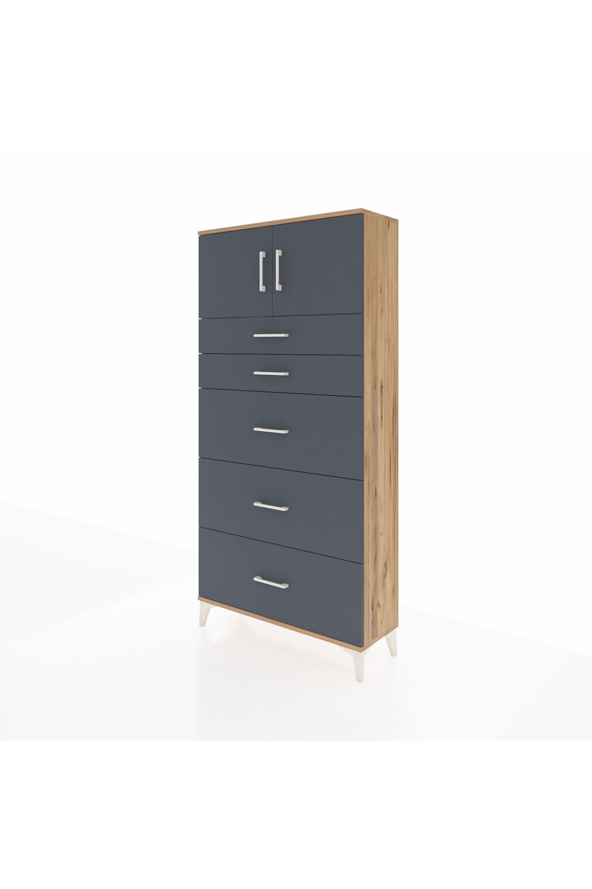 Arges Dolap Tek Raflı 5 Çekmeceli 2 Kapaklı 88x30x182 - S24M022V8A
