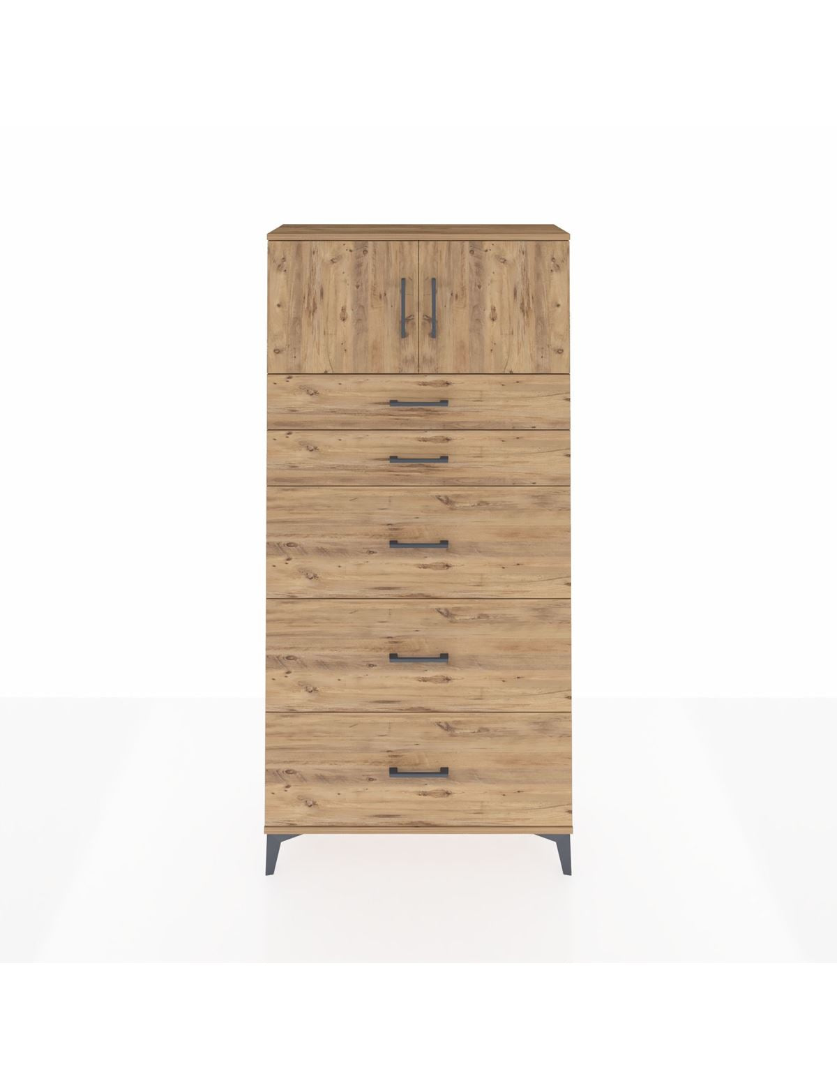 Arges Dolap Tek Raflı 5 Çekmeceli 2 Kapaklı 88x30x182 - S24M022V9A
