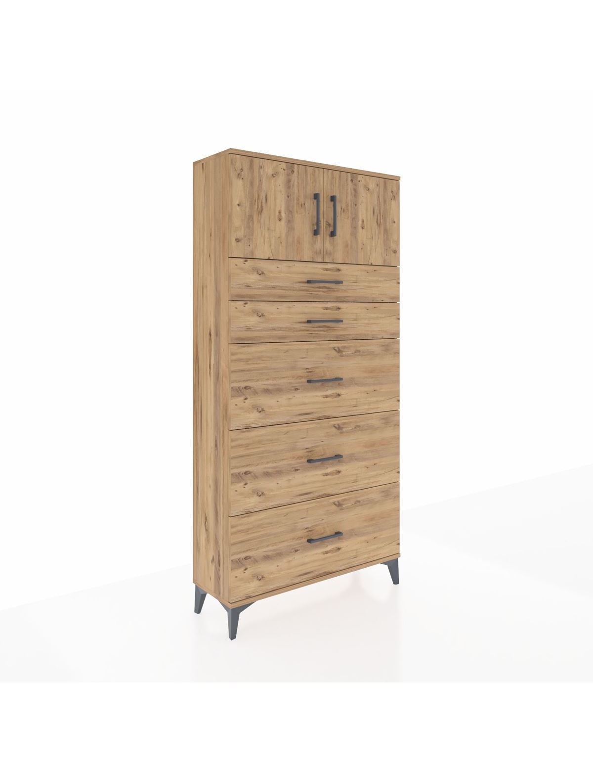 Arges Dolap Tek Raflı 5 Çekmeceli 2 Kapaklı 88x30x182 - S24M022V9A