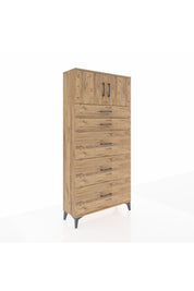 Arges Dolap Tek Raflı 5 Çekmeceli 2 Kapaklı 88x30x182 - S24M022V9A