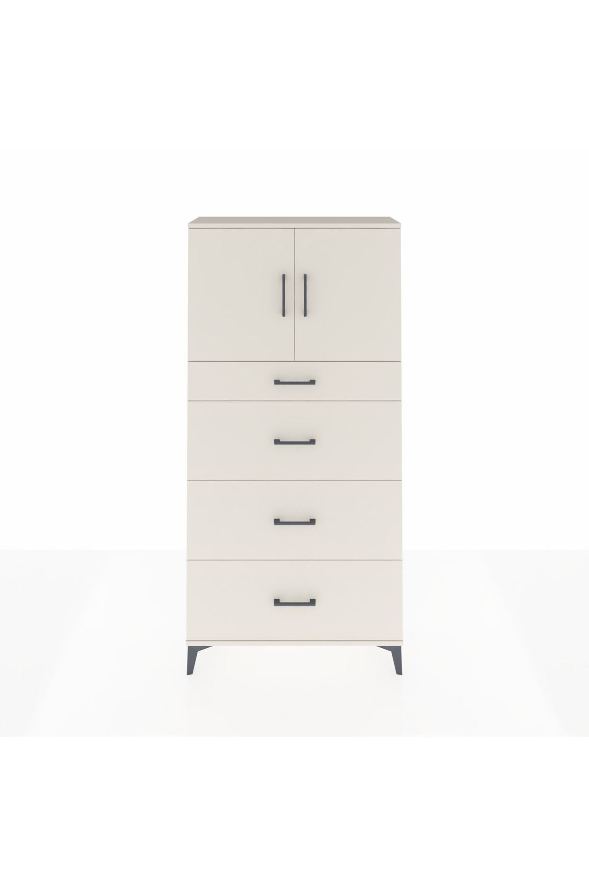 Arges Dolap 2 Raflı 4 Çekmeceli 2 Kapaklı 88x30x182 - S24M023V1A