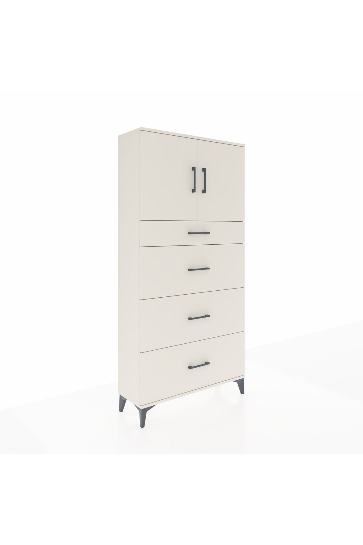 Arges Dolap 2 Raflı 4 Çekmeceli 2 Kapaklı 88x30x182 - S24M023V1A
