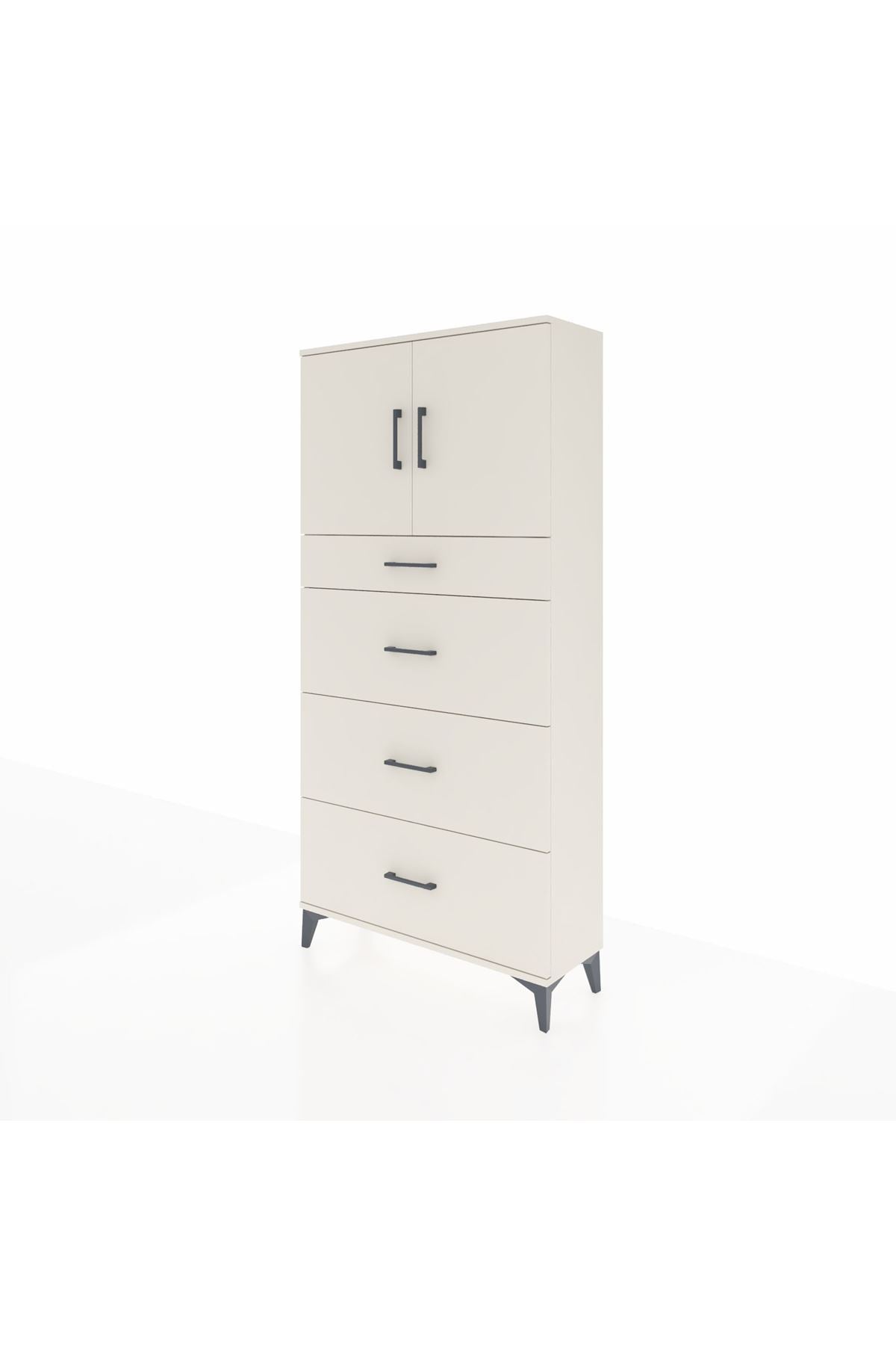 Arges Dolap 2 Raflı 4 Çekmeceli 2 Kapaklı 88x30x182 - S24M023V1A
