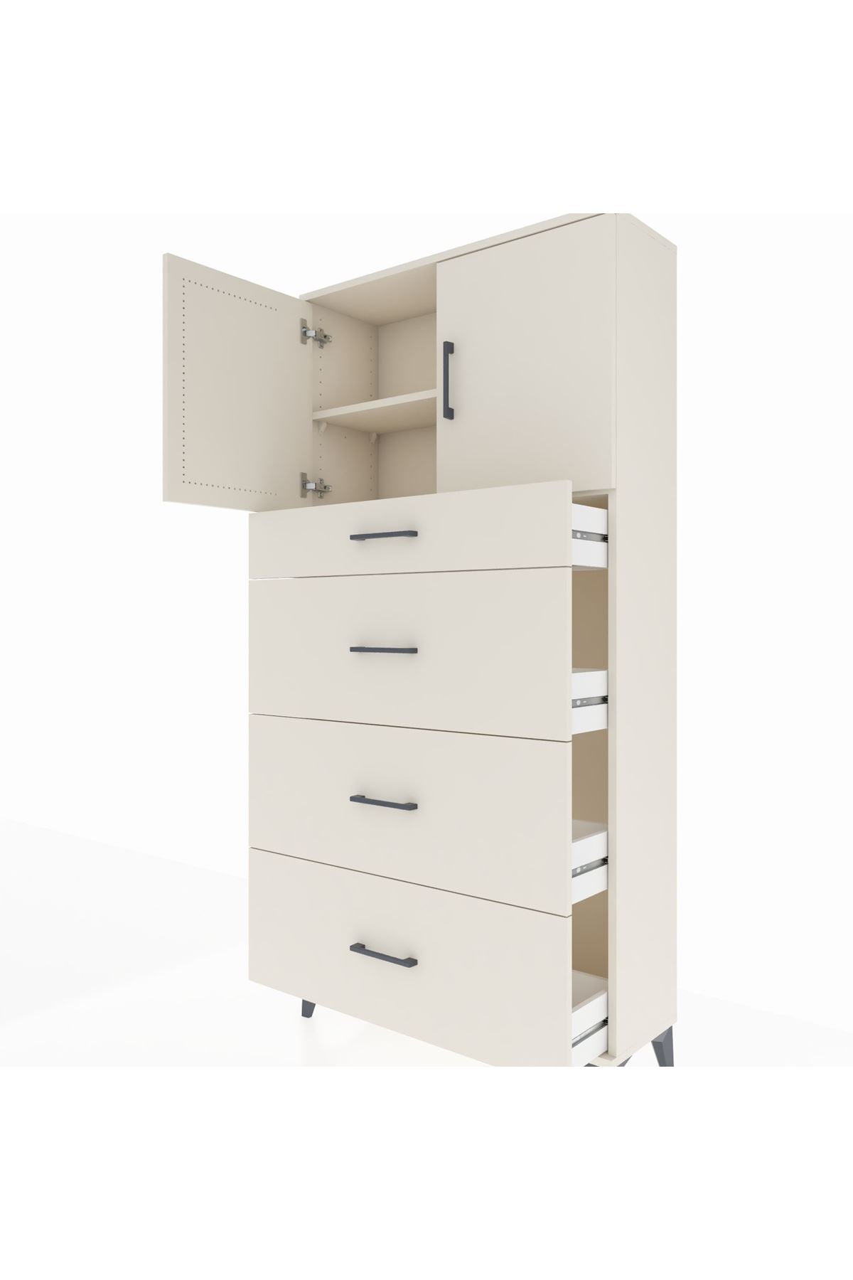 Arges Dolap 2 Raflı 4 Çekmeceli 2 Kapaklı 88x30x182 - S24M023V1A