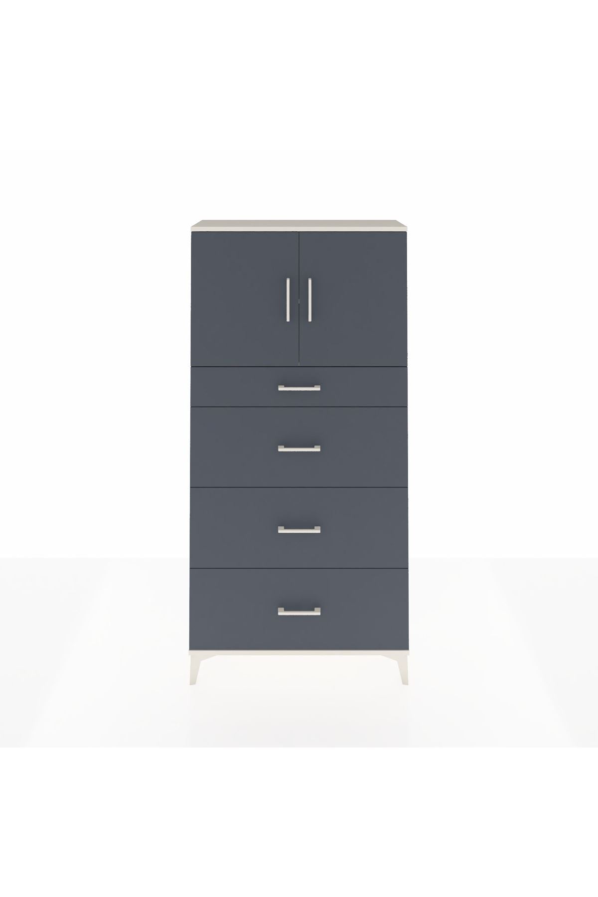 Arges Dolap 2 Raflı 4 Çekmeceli 2 Kapaklı 88x30x182 - S24M023V2A