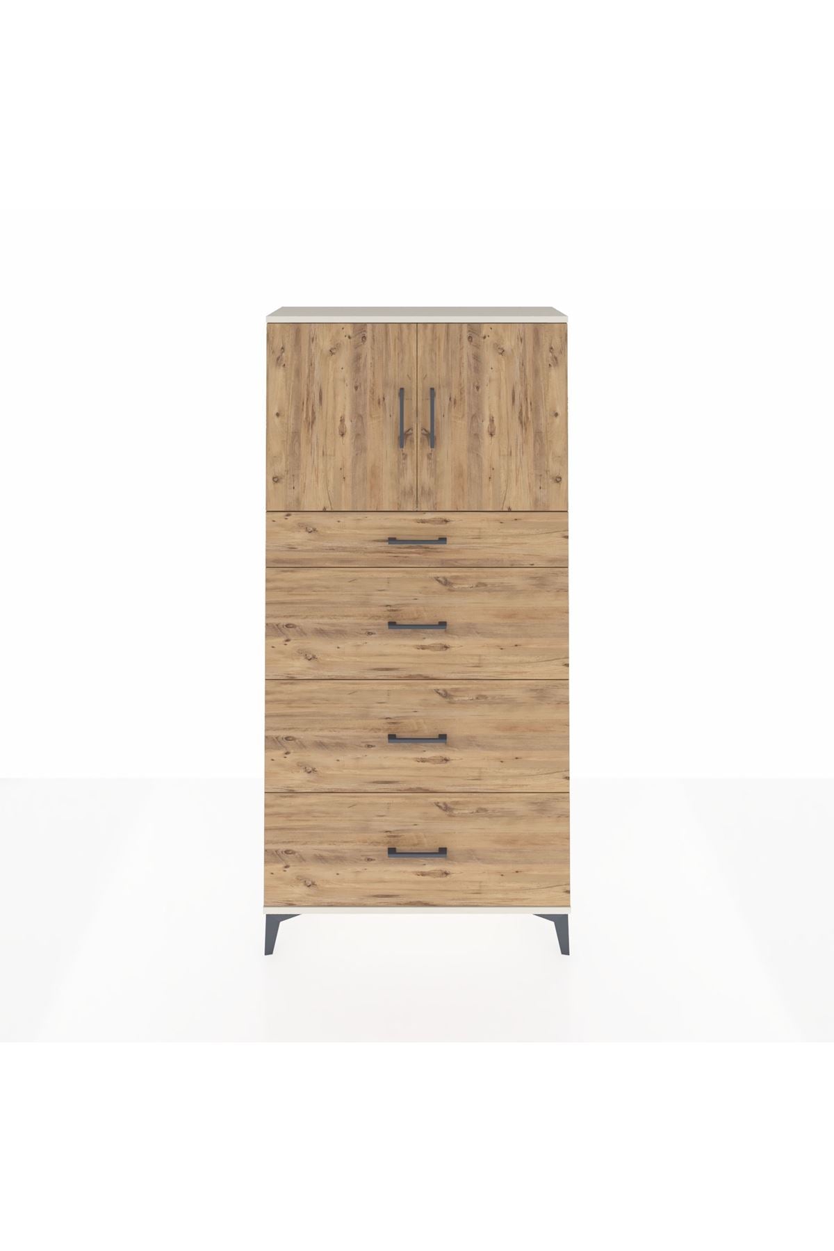 Arges Dolap 2 Raflı 4 Çekmeceli 2 Kapaklı 88x30x182 - S24M023V3A