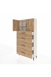 Arges Dolap 2 Raflı 4 Çekmeceli 2 Kapaklı 88x30x182 - S24M023V3A