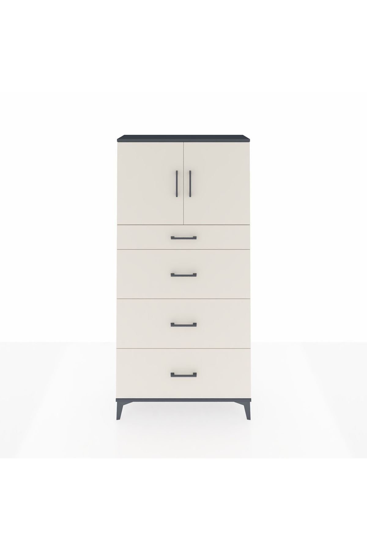Arges Dolap 2 Raflı 4 Çekmeceli 2 Kapaklı 88x30x182 - S24M023V4A