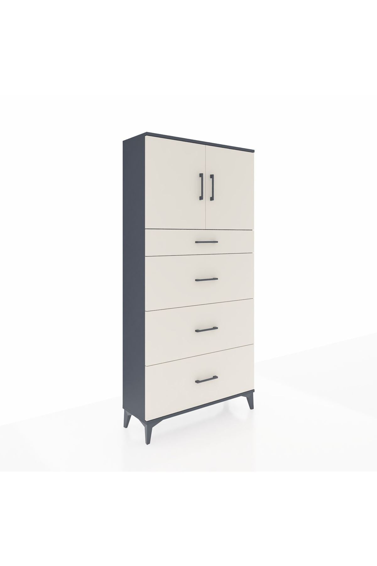 Arges Dolap 2 Raflı 4 Çekmeceli 2 Kapaklı 88x30x182 - S24M023V4A
