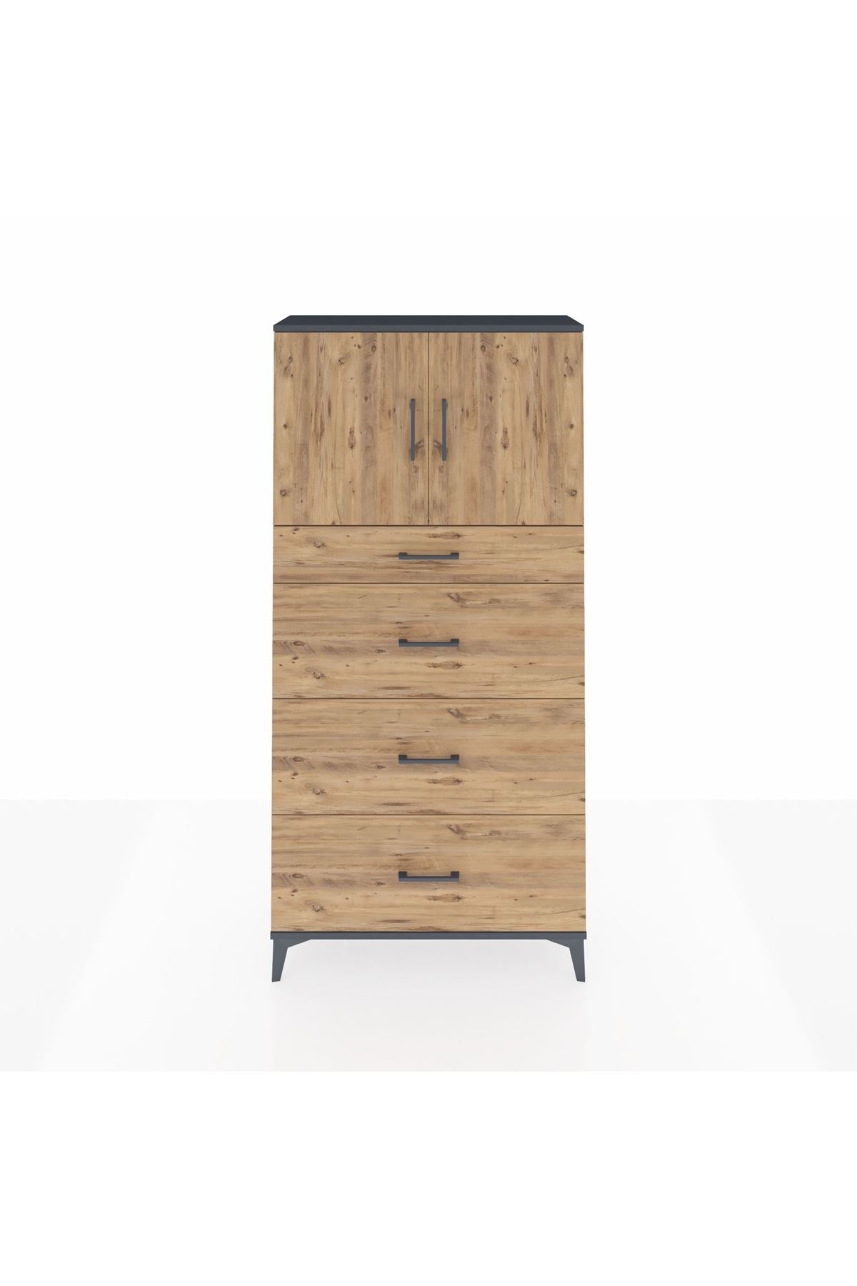 Arges Dolap 2 Raflı 4 Çekmeceli 2 Kapaklı 88x30x182 - S24M023V6A
