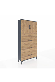 Arges Dolap 2 Raflı 4 Çekmeceli 2 Kapaklı 88x30x182 - S24M023V6A