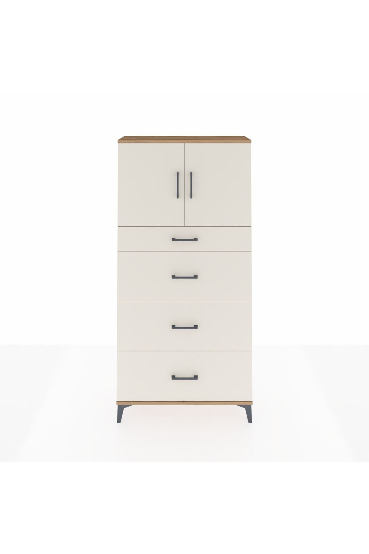 Arges Dolap 2 Raflı 4 Çekmeceli 2 Kapaklı 88x30x182 - S24M023V7A