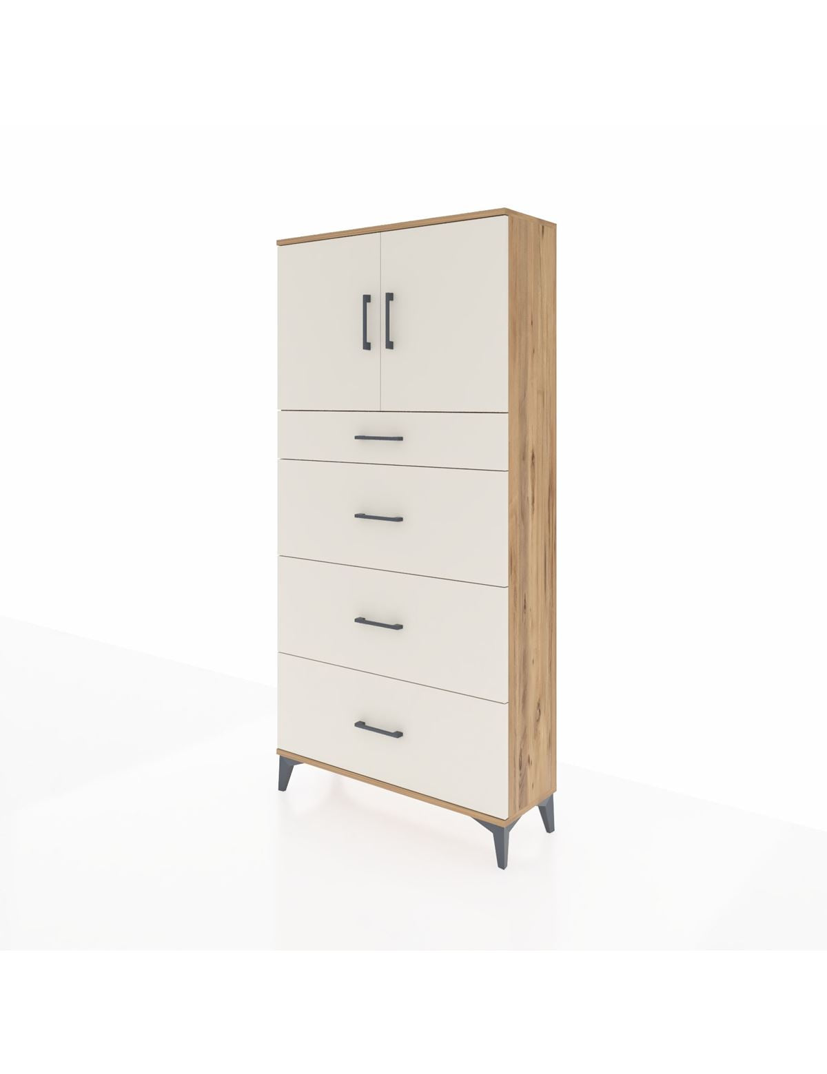 Arges Dolap 2 Raflı 4 Çekmeceli 2 Kapaklı 88x30x182 - S24M023V7A