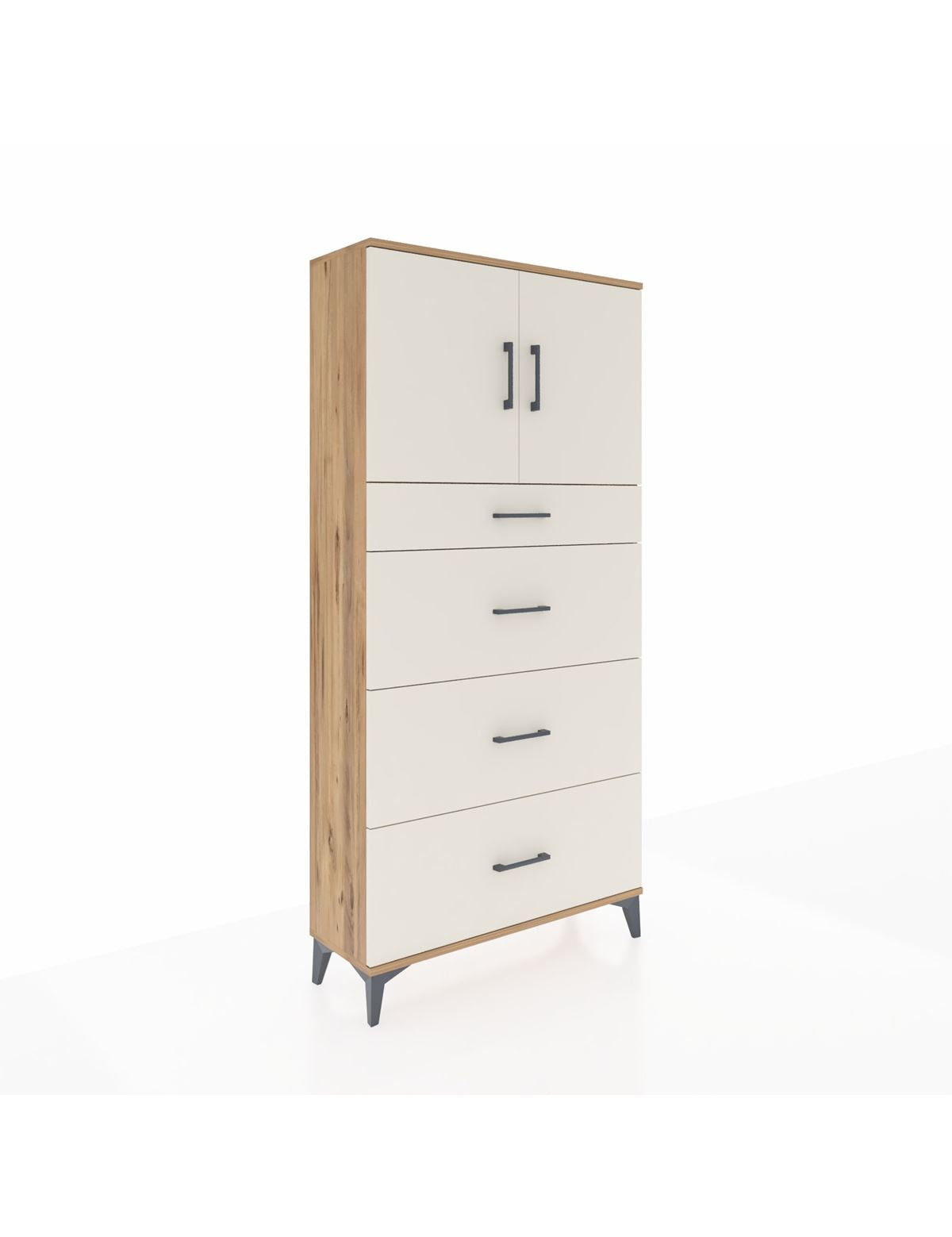 Arges Dolap 2 Raflı 4 Çekmeceli 2 Kapaklı 88x30x182 - S24M023V7A